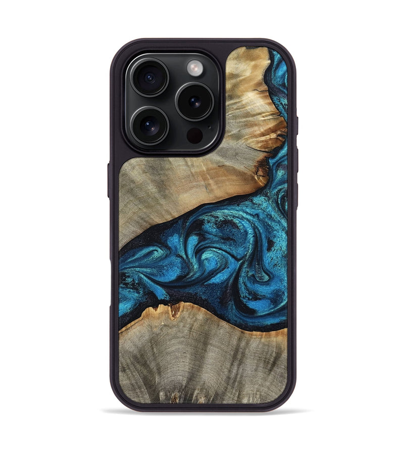 iPhone 16 Pro Wood Phone Case - Layne (Blue, 801098)
