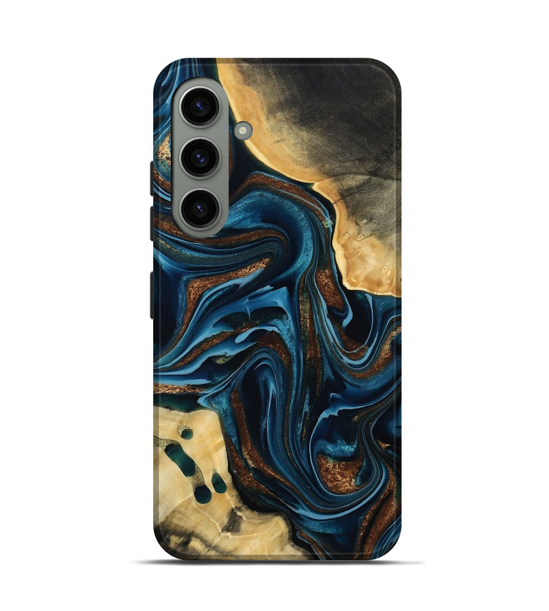 Galaxy S24 Wood Live Edge Phone Case - Moesha (Teal & Gold, 801100)