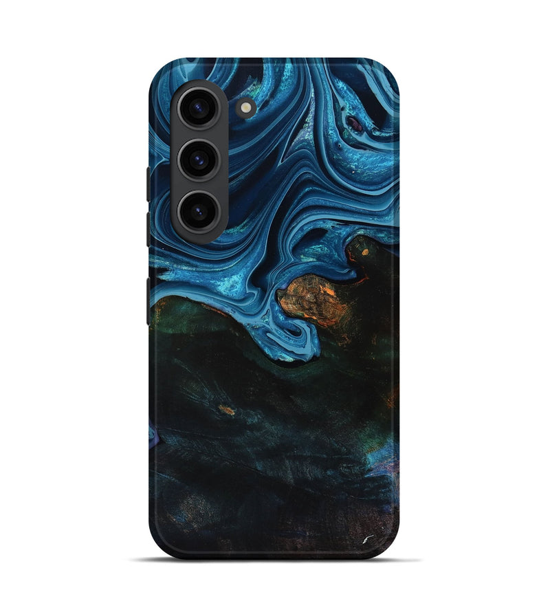 Galaxy S23 Wood Live Edge Phone Case - Aleah (Blue, 801103)