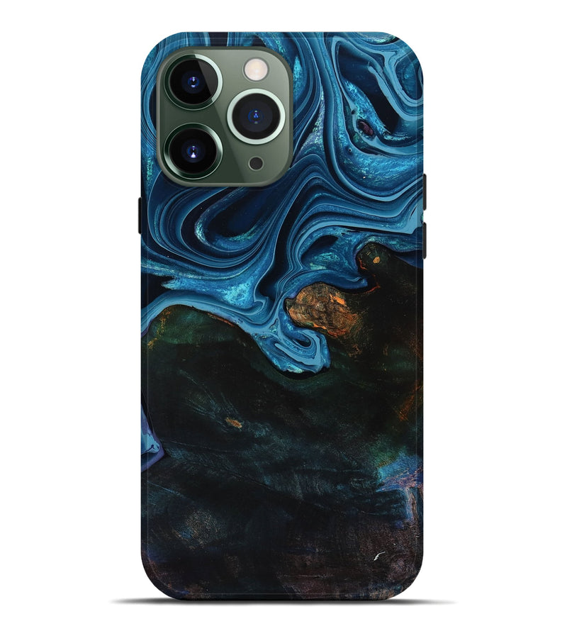 iPhone 13 Pro Max Wood Live Edge Phone Case - Aleah (Blue, 801103)