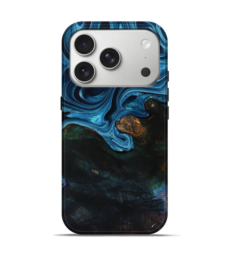 iPhone 17 Pro Wood Live Edge Phone Case - Aleah (Blue, 801103)