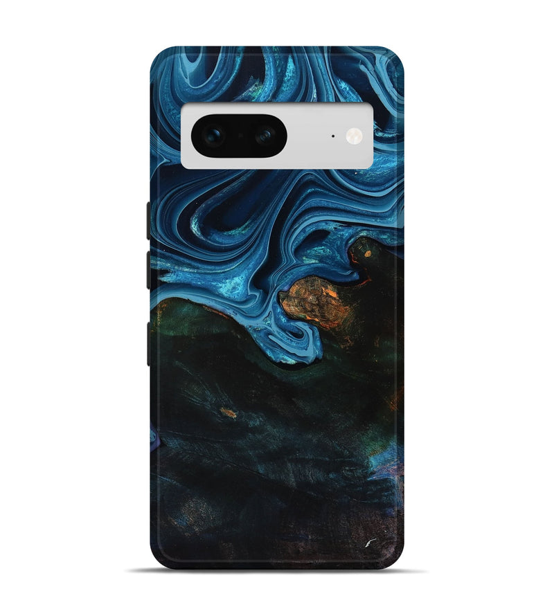 Pixel 7 Wood Live Edge Phone Case - Aleah (Blue, 801103)