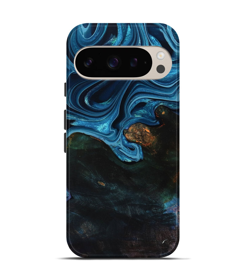 Pixel 9 Pro Wood Live Edge Phone Case - Aleah (Blue, 801103)