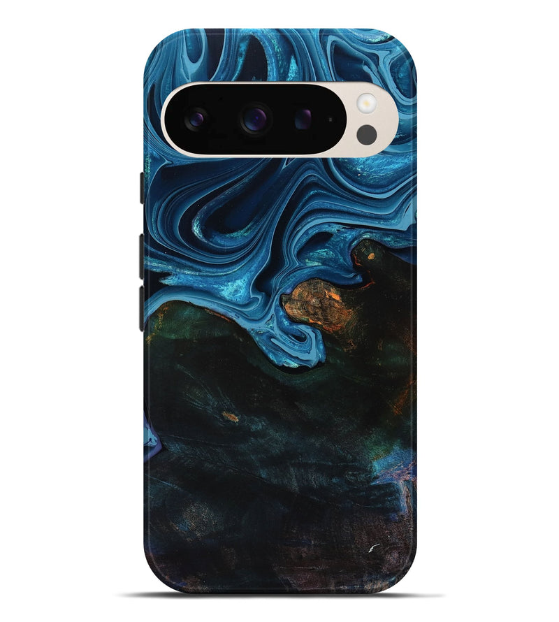 Pixel 9 Pro XL Wood Live Edge Phone Case - Aleah (Blue, 801103)