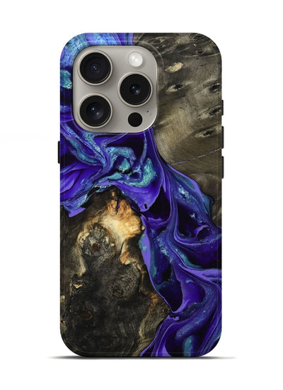 iPhone 16 Pro Wood Live Edge Phone Case - Eugenie (Purple, 801105)