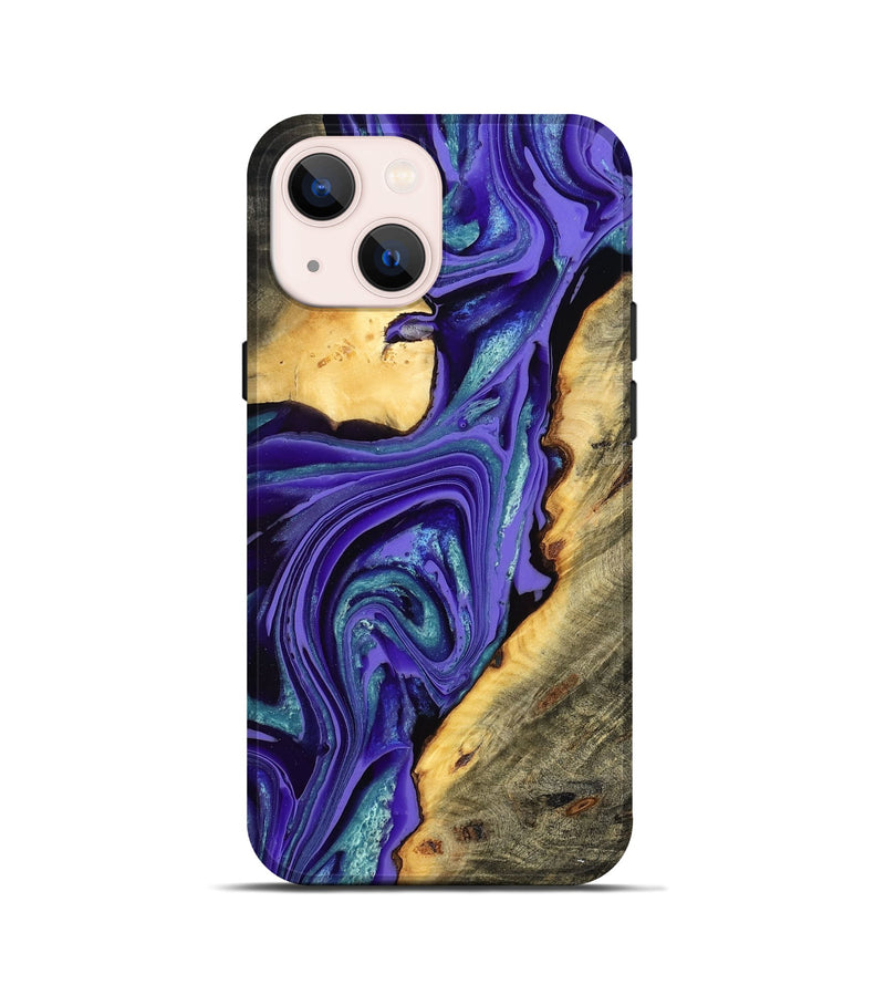 iPhone 13 mini Wood Live Edge Phone Case - Kayce (Purple, 801106)