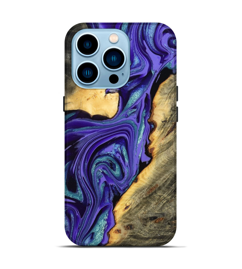 iPhone 14 Pro Wood Live Edge Phone Case - Kayce (Purple, 801106)