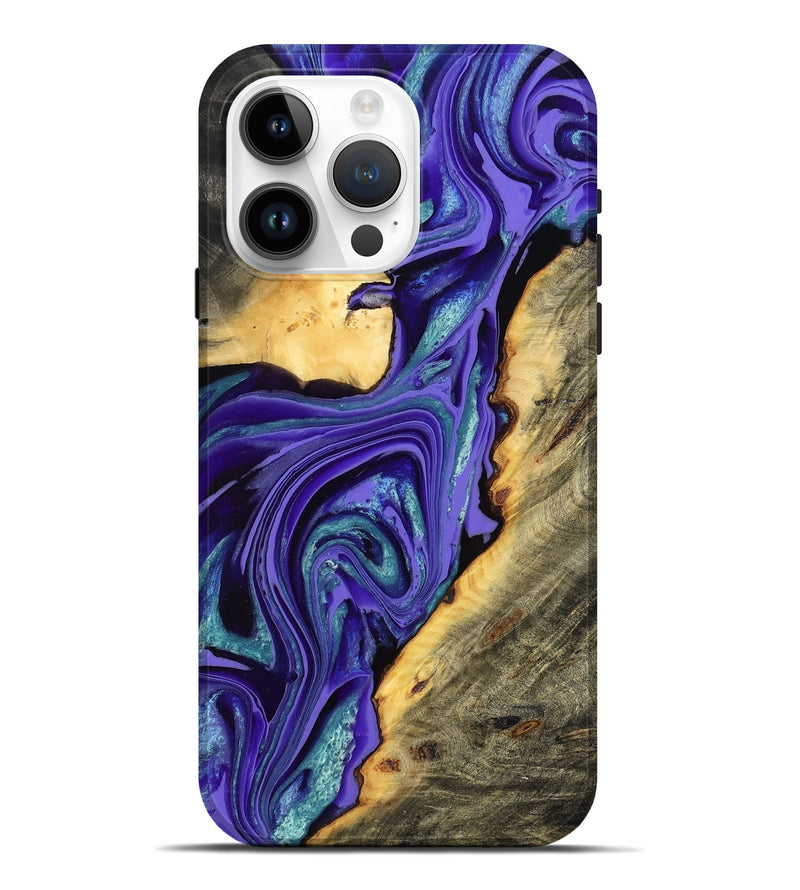 iPhone 15 Pro Max Wood Live Edge Phone Case - Kayce (Purple, 801106)