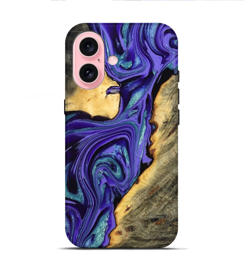 iPhone 16 Wood Live Edge Phone Case - Kayce (Purple, 801106)