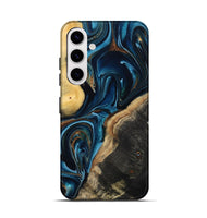 Galaxy S25 Wood Live Edge Phone Case - Greyson (Teal & Gold, 801107)