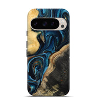 Pixel 10 Wood Live Edge Phone Case - Greyson (Teal & Gold, 801107)