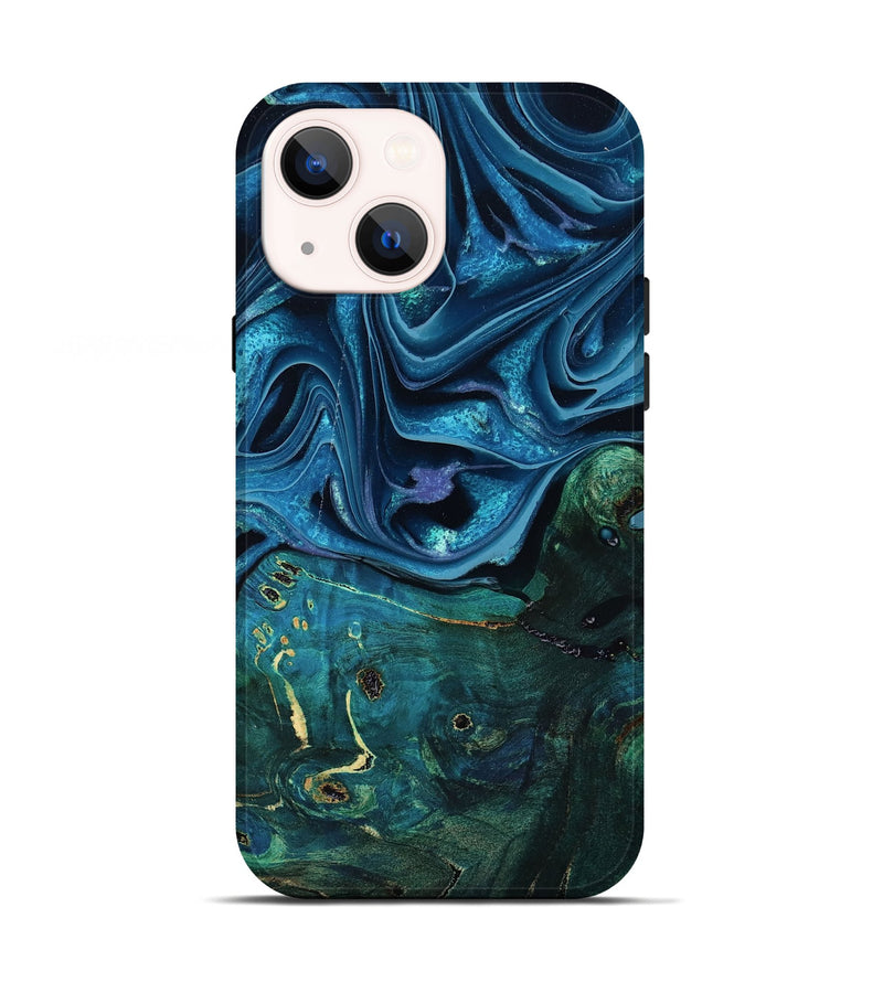 iPhone 13 Wood Live Edge Phone Case - Zane (Blue, 801108)
