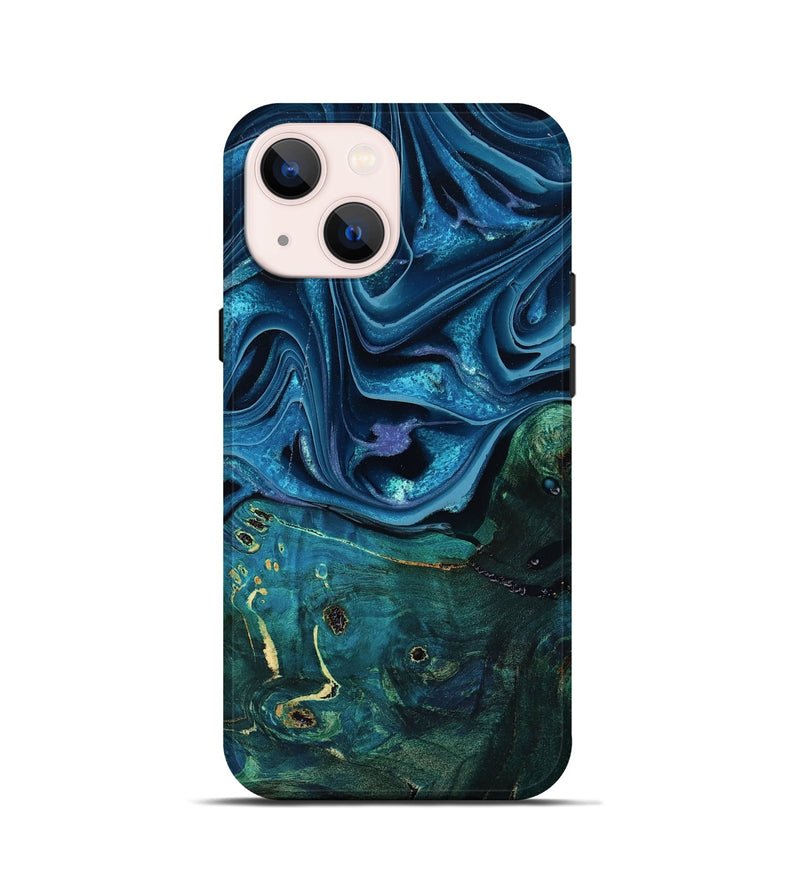 iPhone 13 mini Wood Live Edge Phone Case - Zane (Blue, 801108)