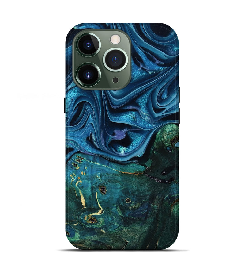 iPhone 13 Pro Wood Live Edge Phone Case - Zane (Blue, 801108)