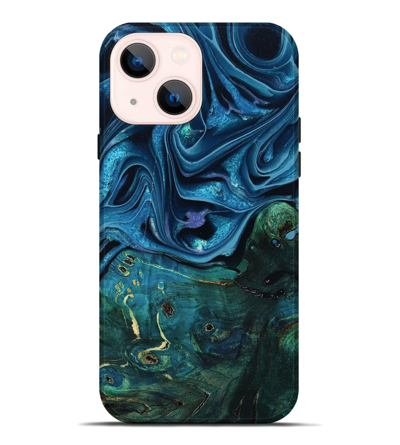 iPhone 14 Plus Wood Live Edge Phone Case - Zane (Blue, 801108)