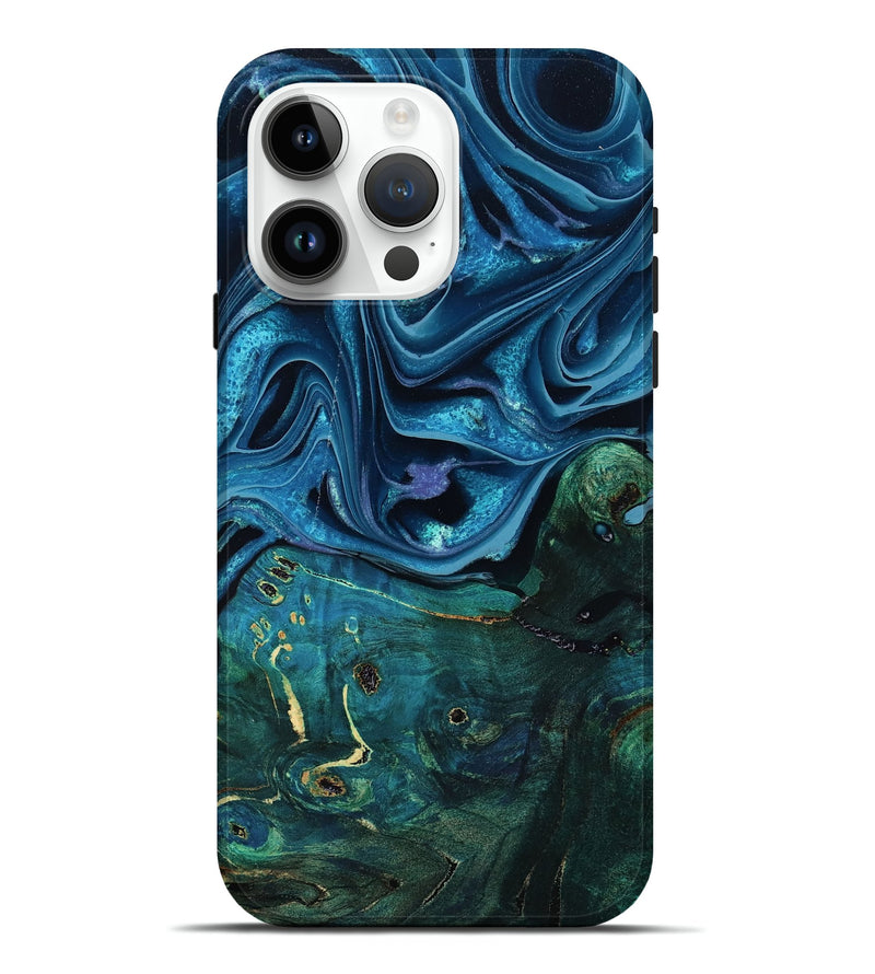 iPhone 15 Pro Max Wood Live Edge Phone Case - Zane (Blue, 801108)