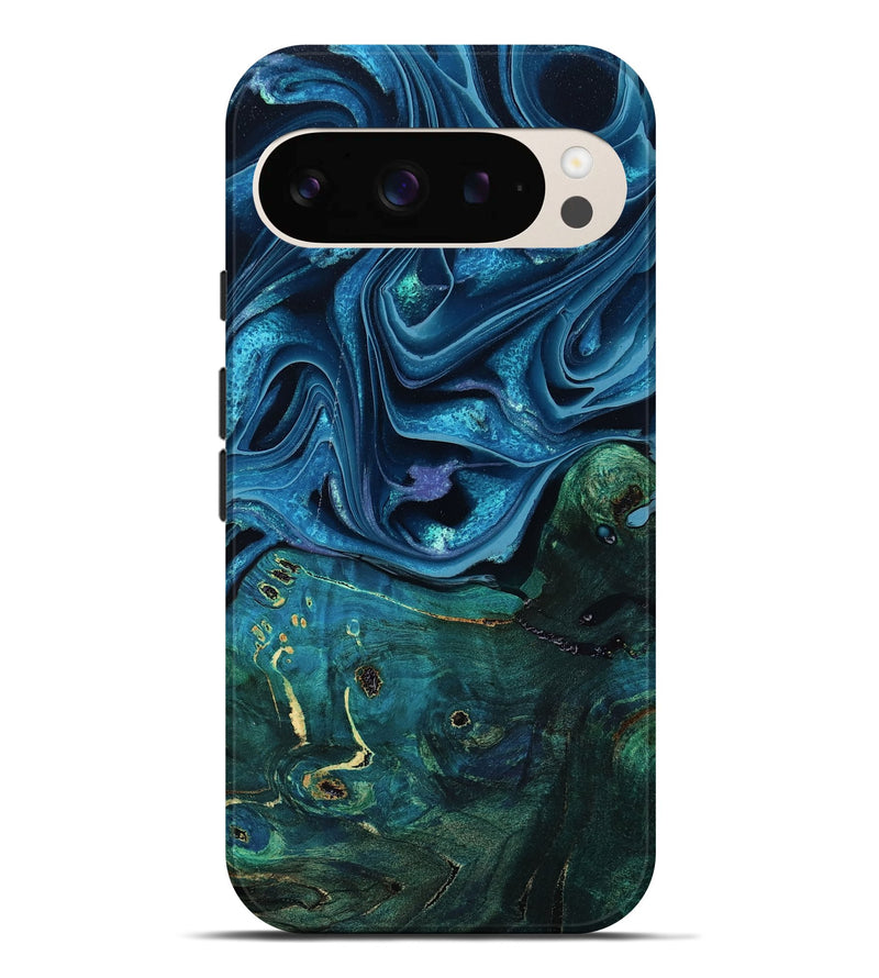 Pixel 9 Pro XL Wood Live Edge Phone Case - Zane (Blue, 801108)