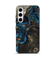 Galaxy S25 Wood Live Edge Phone Case - Bree (Teal & Gold, 801109)