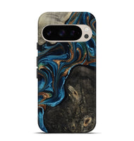 Pixel 10 Wood Live Edge Phone Case - Bree (Teal & Gold, 801109)