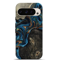 Pixel 10 Pro XL Wood Live Edge Phone Case - Bree (Teal & Gold, 801109)