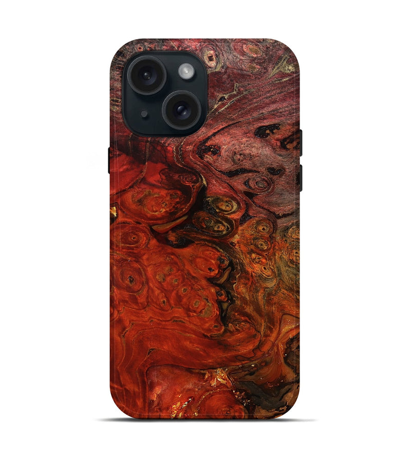 iPhone 15 Wood Live Edge Phone Case - Santana (Red, 801110)