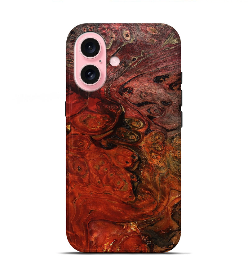 iPhone 16 Wood Live Edge Phone Case - Santana (Red, 801110)