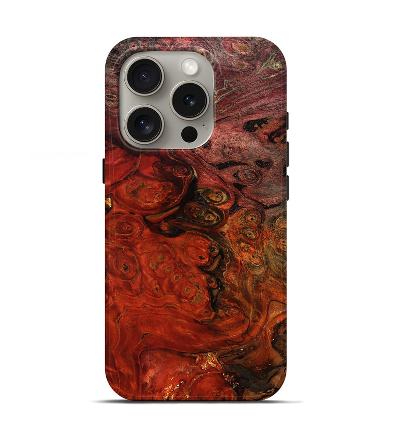 iPhone 16 Pro Wood Live Edge Phone Case - Santana (Red, 801110)