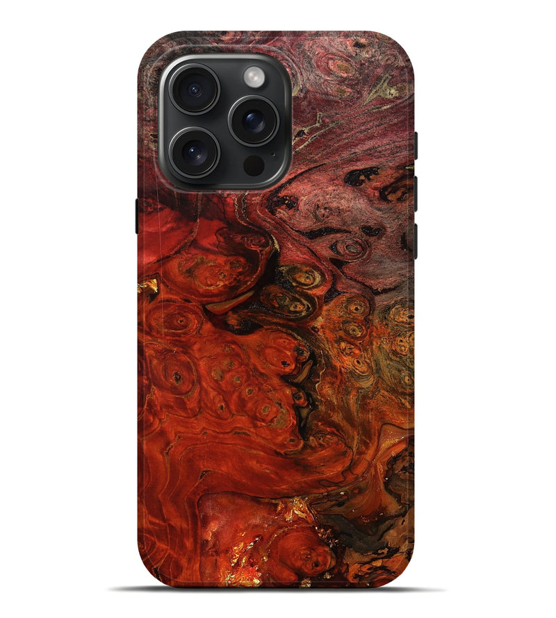 iPhone 16 Pro Max Wood Live Edge Phone Case - Santana (Red, 801110)