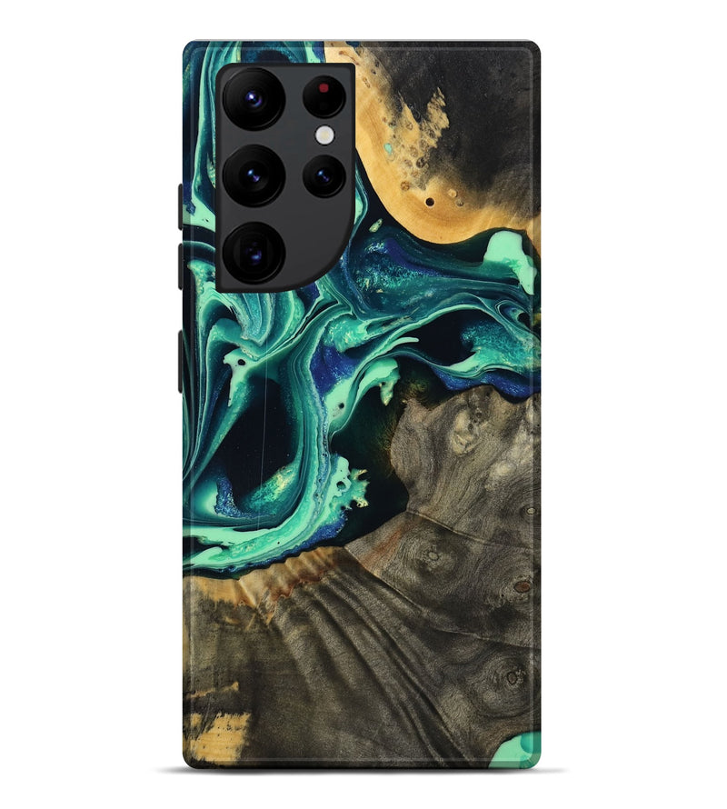 Galaxy S22 Ultra Wood Live Edge Phone Case - Agatha (Green, 801111)