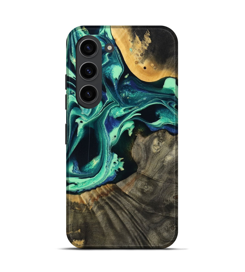 Galaxy S23 Wood Live Edge Phone Case - Agatha (Green, 801111)