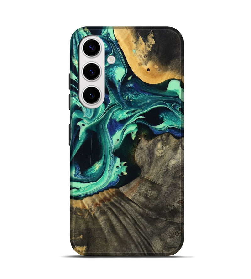 Galaxy S25 Wood Live Edge Phone Case - Agatha (Green, 801111)