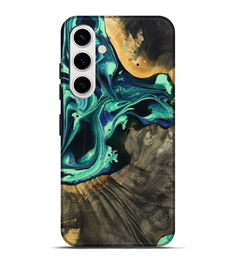 Galaxy S25 Plus Wood Live Edge Phone Case - Agatha (Green, 801111)