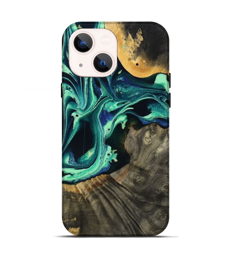 iPhone 13 Wood Live Edge Phone Case - Agatha (Green, 801111)