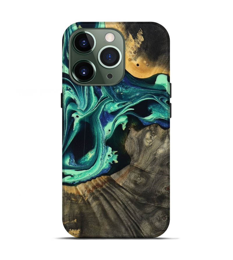 iPhone 13 Pro Wood Live Edge Phone Case - Agatha (Green, 801111)