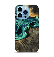 iPhone 14 Pro Wood Live Edge Phone Case - Agatha (Green, 801111)