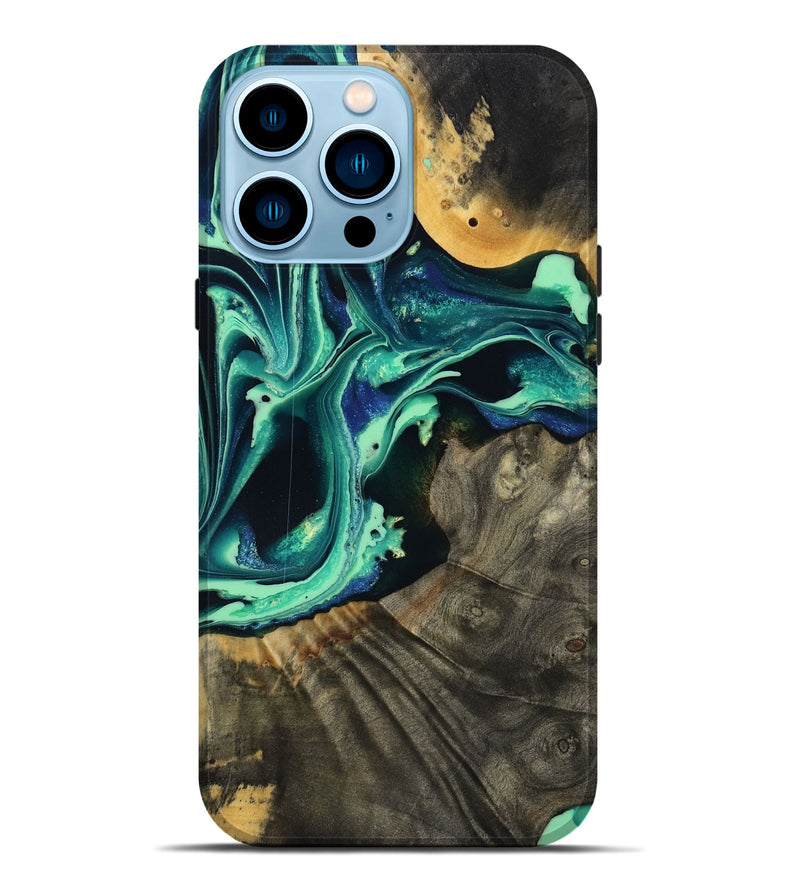 iPhone 14 Pro Max Wood Live Edge Phone Case - Agatha (Green, 801111)