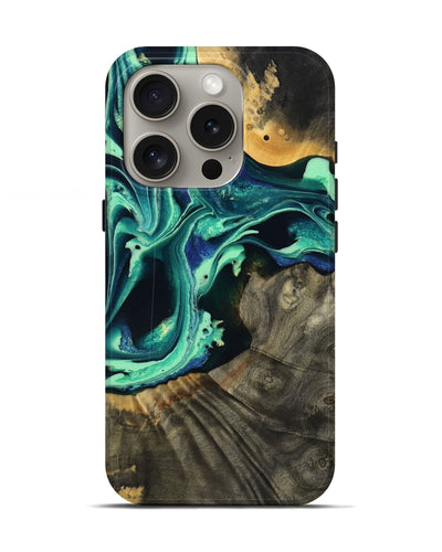 iPhone 16 Pro Wood Live Edge Phone Case - Agatha (Green, 801111)