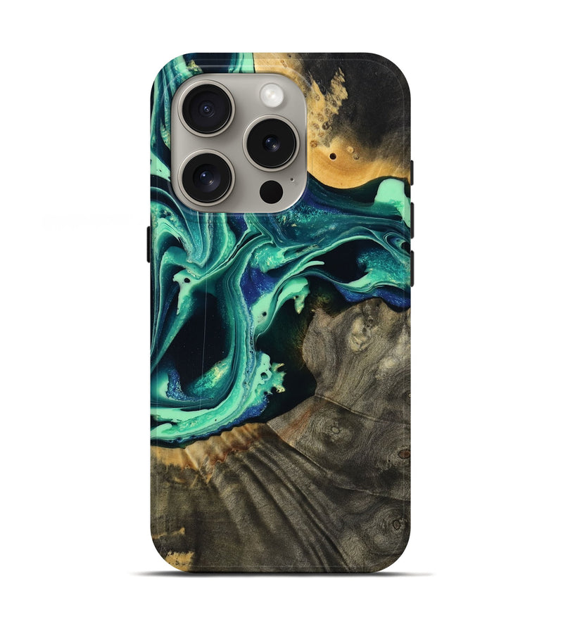 iPhone 16 Pro Wood Live Edge Phone Case - Agatha (Green, 801111)