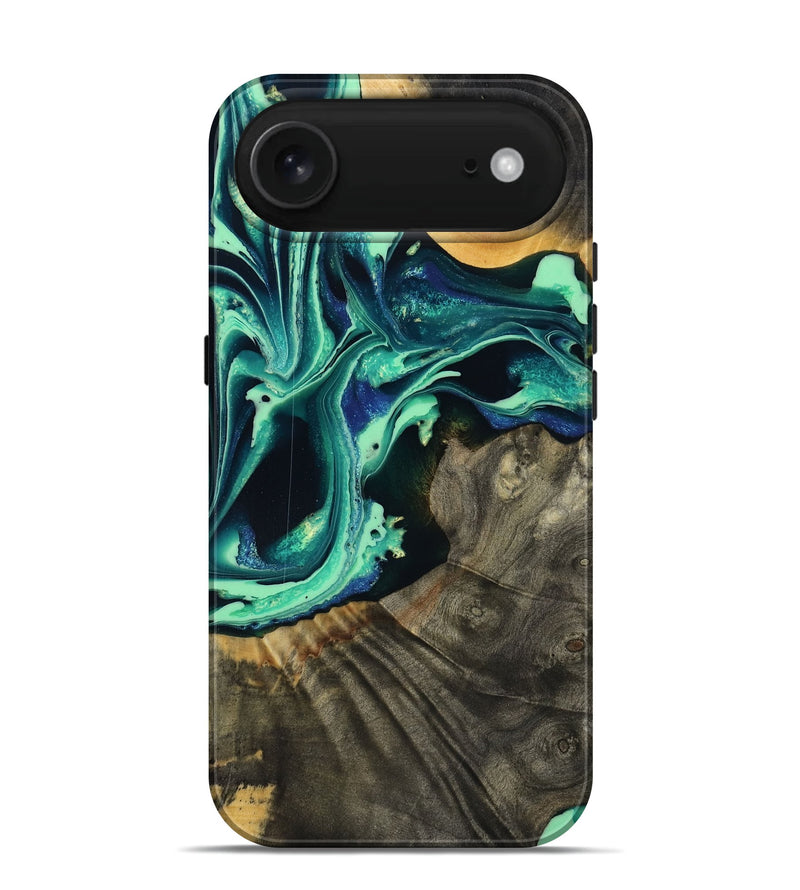 iPhone 17 Air Wood Live Edge Phone Case - Agatha (Green, 801111)
