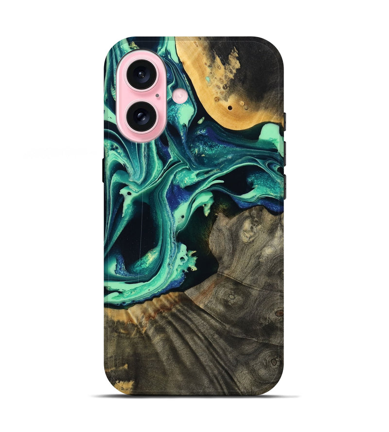 iPhone 17 Wood Live Edge Phone Case - Agatha (Green, 801111)