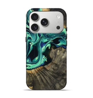 iPhone 17 Pro Wood Live Edge Phone Case - Agatha (Green, 801111)