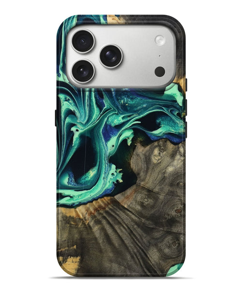 iPhone 17 Pro Max Wood Live Edge Phone Case - Agatha (Green, 801111)