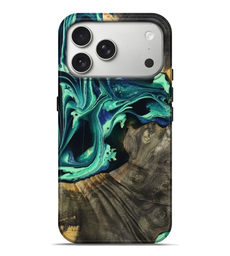 iPhone 17 Pro Max Wood Live Edge Phone Case - Agatha (Green, 801111)