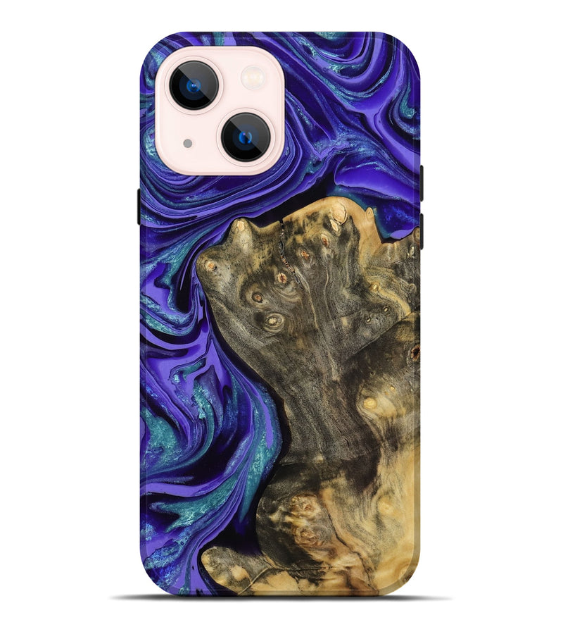 iPhone 14 Plus Wood Live Edge Phone Case - Dorthy (Purple, 801113)