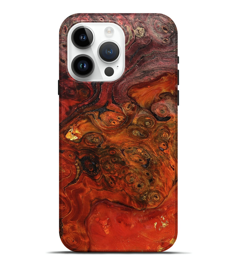 iPhone 15 Pro Max Wood Live Edge Phone Case - Edna (Red, 801114)