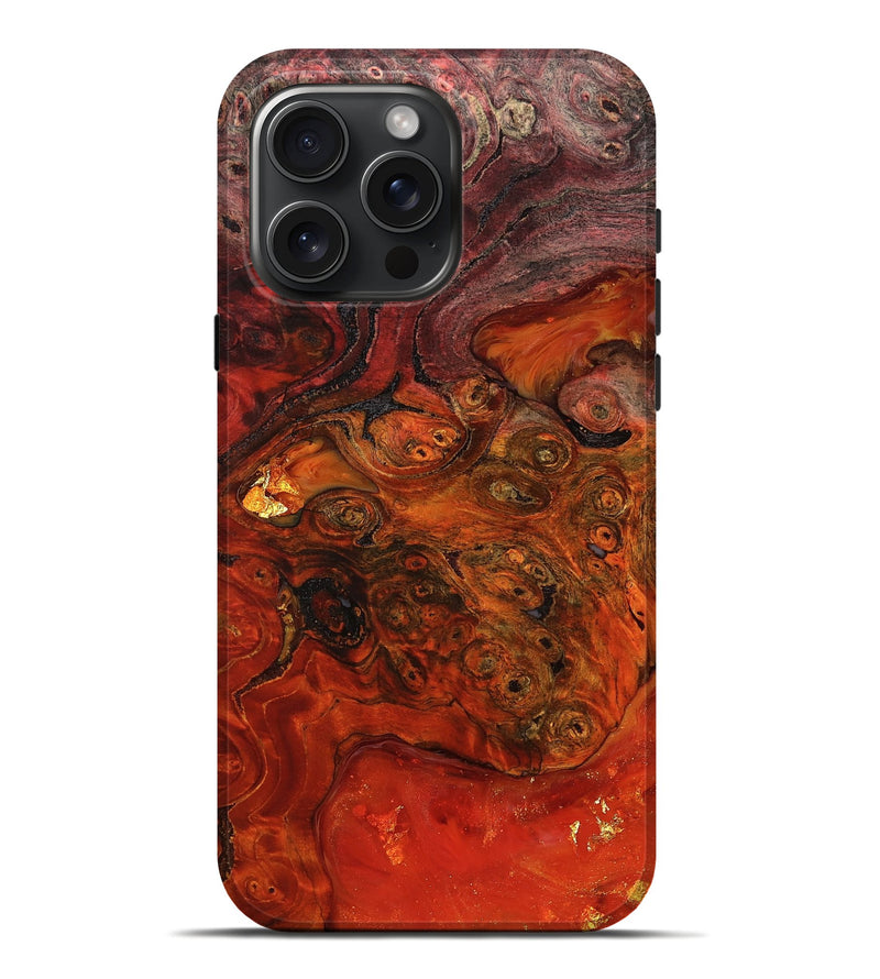 iPhone 16 Pro Max Wood Live Edge Phone Case - Edna (Red, 801114)