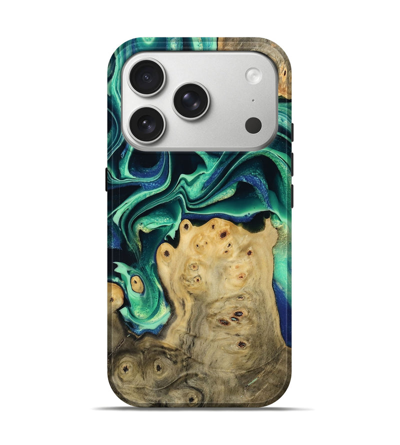 iPhone 17 Pro Wood Live Edge Phone Case - Odell (Green, 801115)