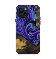 iPhone 15 Wood Live Edge Phone Case - Carlos (Purple, 801116)