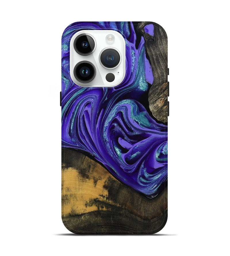 iPhone 15 Pro Wood Live Edge Phone Case - Carlos (Purple, 801116)