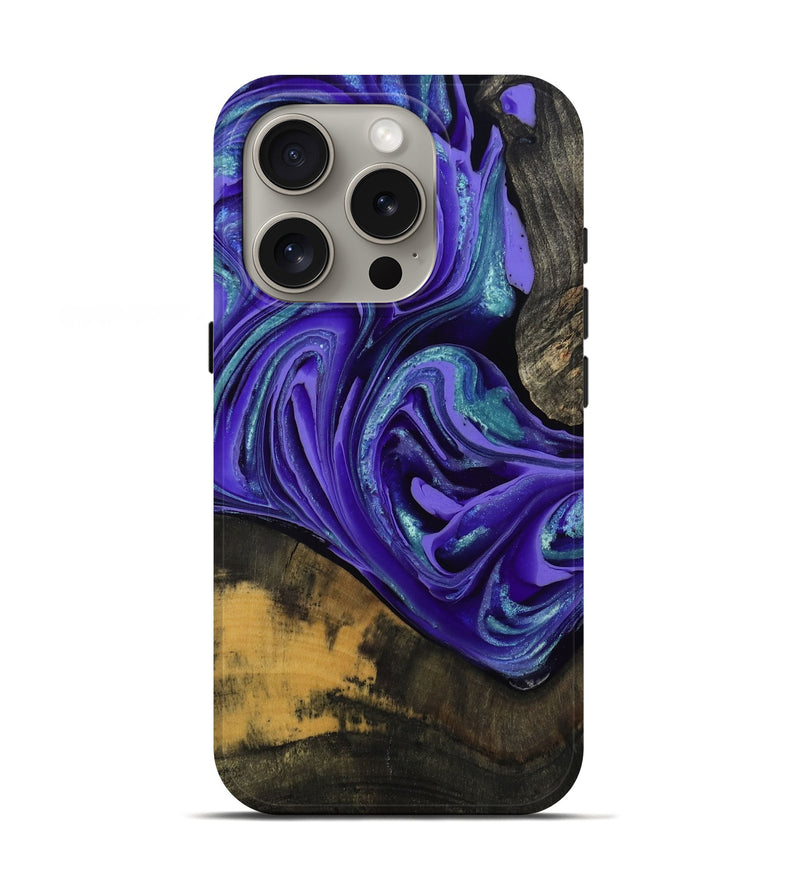 iPhone 16 Pro Wood Live Edge Phone Case - Carlos (Purple, 801116)
